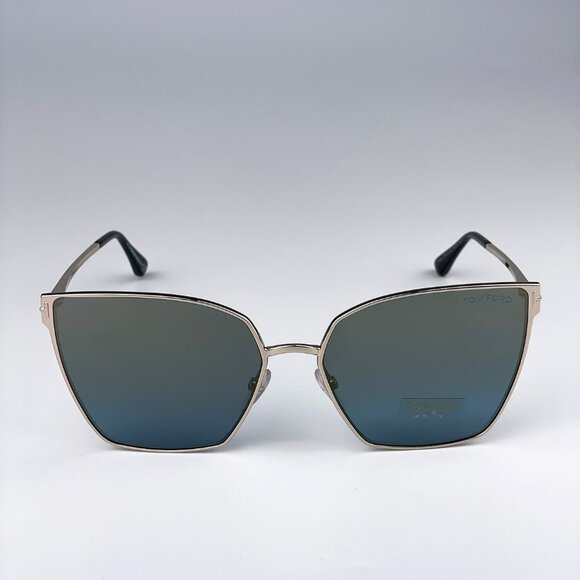 Tom Ford FT0653/S 28V Sunglasses Gold Rose Blue Mirrored Metal Cat Eye Women main image 5